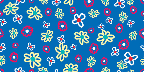 Floral art, Flowers and leaf Seamless pattern, Vector illustration.