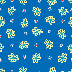 Floral art, Flowers and leaf Seamless pattern, Vector illustration.