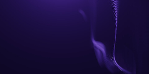Abstract colorful digital particles wave with bokeh and light background, 3d render wave line dot background, line wave light glowing effect particular background.