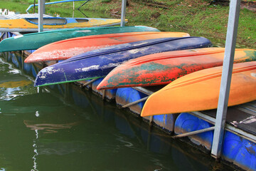 canoes on a pontoon