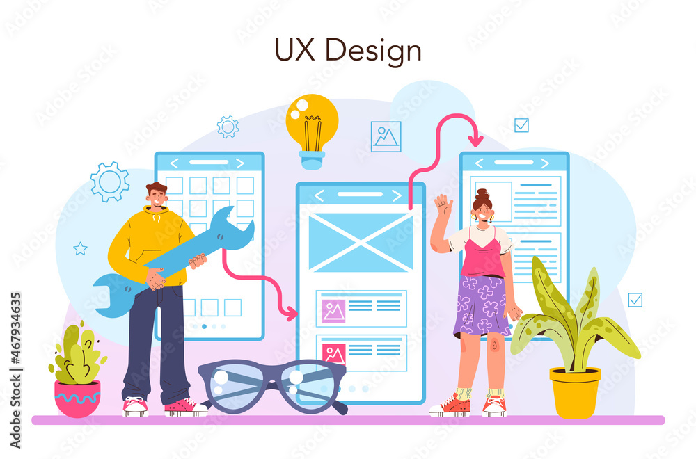 Poster ux designer concept. app interface improvement. user interface design