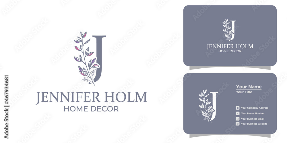 Wall mural hand drawn feminine home decor logo set