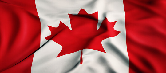 Waving flag concept. National flag of Canada. Waving background. 3D rendering.