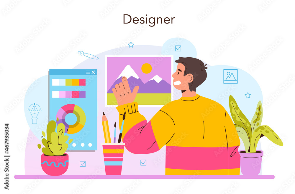 Poster web designer concept. interface and content presentation design