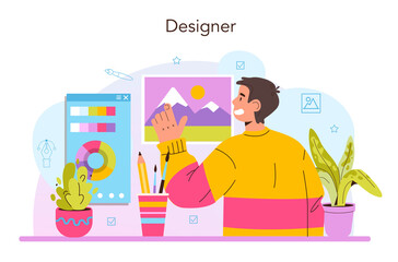 Web designer concept. Interface and content presentation design