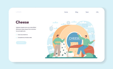 Cheese maker web banner or landing page. Professional chef