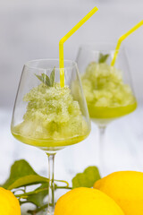 still life with lemon mint sorbet