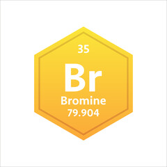 Bromine symbol. Chemical element of the periodic table. Vector stock illustration
