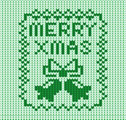 Ugly sweater pattern jingle bells and Merry Xmas text green