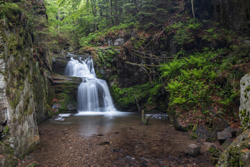 Obraz premium Resov waterfalls on the river Huntava in Nizky Jesenik, Northern Moravia, Czech Republic