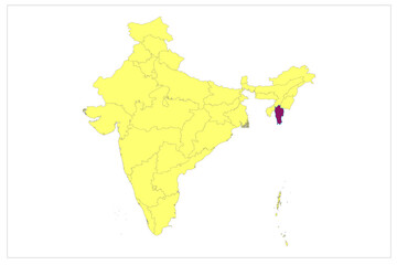 Mizoram State of India Vector Illustration with India Map Vector Illustration