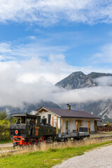Fototapeta na wymiar Historical steam locomotive, Achensee lake railroad, Tiro, Austria