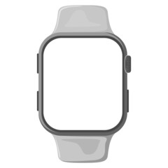 Vector Mock-up of a rectangular smart watch in flat style, isolated on a white background.