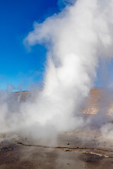 Landscape of El Tatio geothermal field with geyers in the Andes mountains, Atacama, Chile