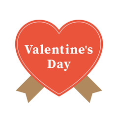 リボン付きハートのフレームイラスト　バレンタイン　プレゼント