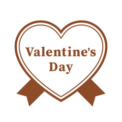 リボン付きハートのフレームイラスト　バレンタイン　プレゼント