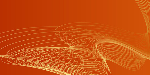 Abstract orange background with gold lines