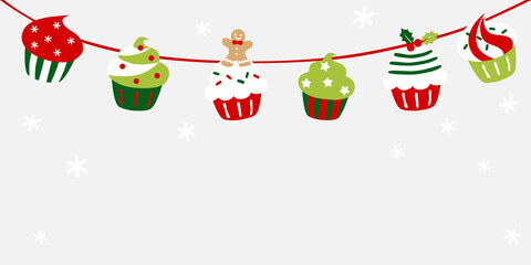 Christmas cupcake bunting - colorful