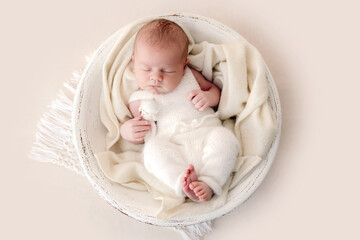 Newborn baby studio portrait