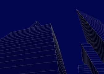 Modern architecture digital 3d illustration 