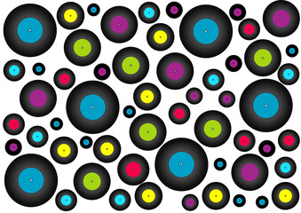 abstract multicolored background of vinyl records