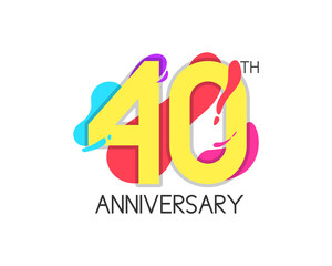 Colorful 40 years anniversary with geometric vector. 40th birthday celebration