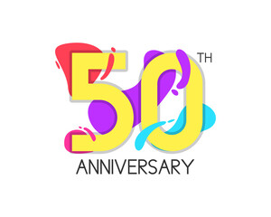 Colorful 50 years anniversary with geometric vector. 50th birthday celebration