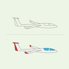 Air Transportation Vehicle Vector Design Illustration. Education Coloring book pages for kids.