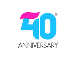 40 years simple anniversary logo design with ribbon icon	