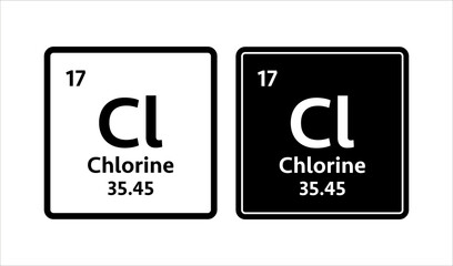 Chlorine symbol. Chemical element of the periodic table. Vector stock illustration