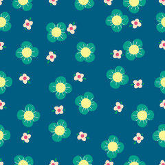 Floral art, Flowers and leaf Seamless pattern, Vector illustration.