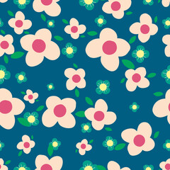 Floral art, Flowers and leaf Seamless pattern, Vector illustration.