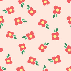 Floral art, Flowers and leaf Seamless pattern, Vector illustration.