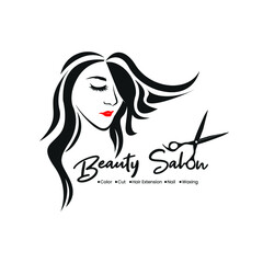 Silhouette Woman Salon Logo Design, Hair Stylist, Hairdresser