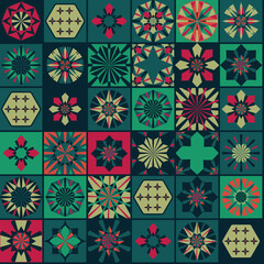 Seamless geometric pattern in retro style. Hexagonal tile pattern.