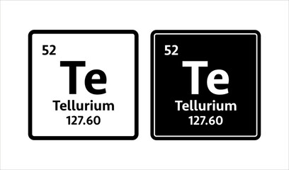 Tellurium symbol. Chemical element of the periodic table. Vector stock illustration.