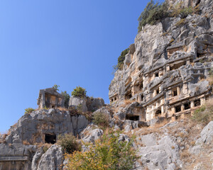 Rock-cut tombs in Myra. Demre, Turkey