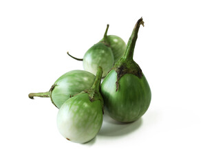 Green eggplant it has a circular effect with green pattern. Local vegetables. Isolated.