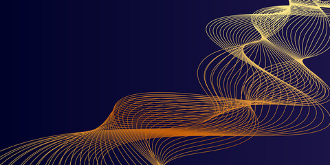 Abstract blue background with gold lines