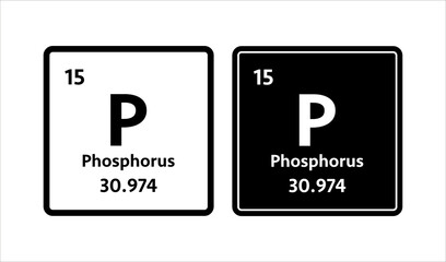 Phosphorus symbol. Chemical element of the periodic table. Vector stock illustration