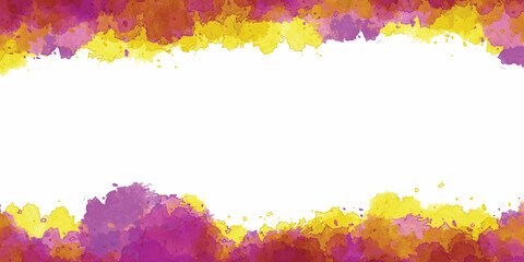 Banner with colorful watercolor imitation splash blots frame. Template for your designs