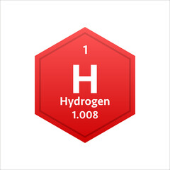 Hydrogen symbol. Chemical element of the periodic table. Vector stock illustration.