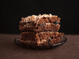 delicious honey cake with homemade prunes