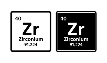 Zirconium symbol. Chemical element of the periodic table. Vector stock illustration