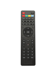 Modern tv remote control isolated on white, top view