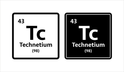 Technetium symbol. Chemical element of the periodic table. Vector stock illustration.