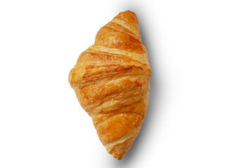 A piece of delicious croissant on a white background
