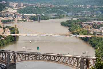 Pittsburgh PA bridges aerial view