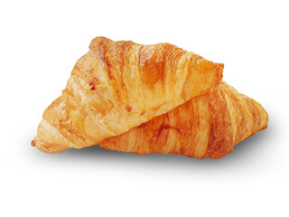 Yummy croissants for breakfast on white background