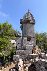 Lycian sarcophagus tombs in acient city Kyaneai.